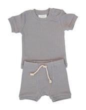 Load image into Gallery viewer, Mebie Baby | Grey Ribbed Two-Piece Short Set

