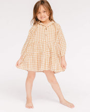 Load image into Gallery viewer, The Lullaby Club | Caramel Gingham Avalon Smock Dress Mini