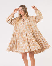 Load image into Gallery viewer, The Lullaby Club | Caramel Gingham Avalon Smock Dress